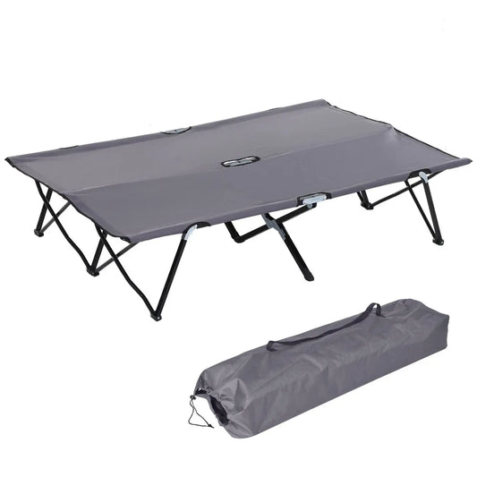 2 Person Folding Camping Cot for Adults, 50" Extra Wide Outdoor Portable Sleeping Cot with Carry Bag, Elevated Camping Bed