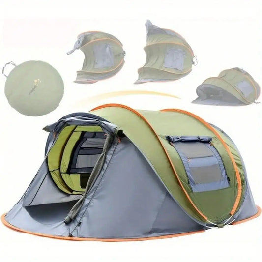 4 Person Easy Pop Up Camping Tent with 2 Doors UPF50 Waterproof and Quick Automatic Opening