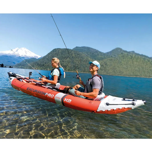 68309EP Excursion Pro K2 Inflatable Kayak Set with Deluxe 86 Inch Paddles and High Output Pump for 2 Persons 400 Pound Weight Capacity