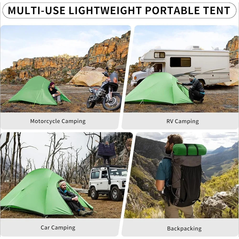 2 Person Lightweight Backpacking Tent with Footprint Free Standing Ultralight Camping Tent